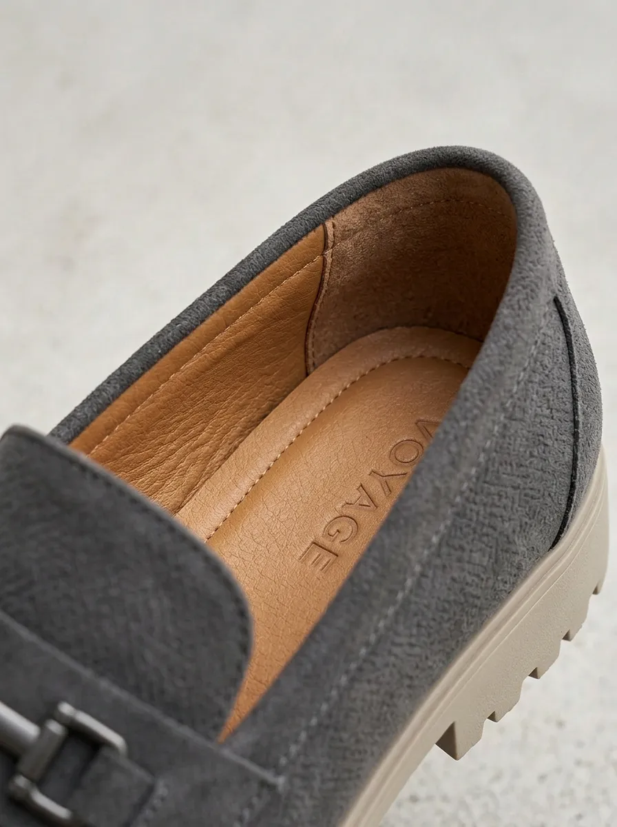 Men's Metal-Buckle Textured Loafers