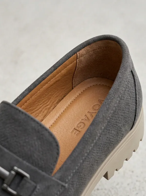 Men's Metal-Buckle Textured Loafers