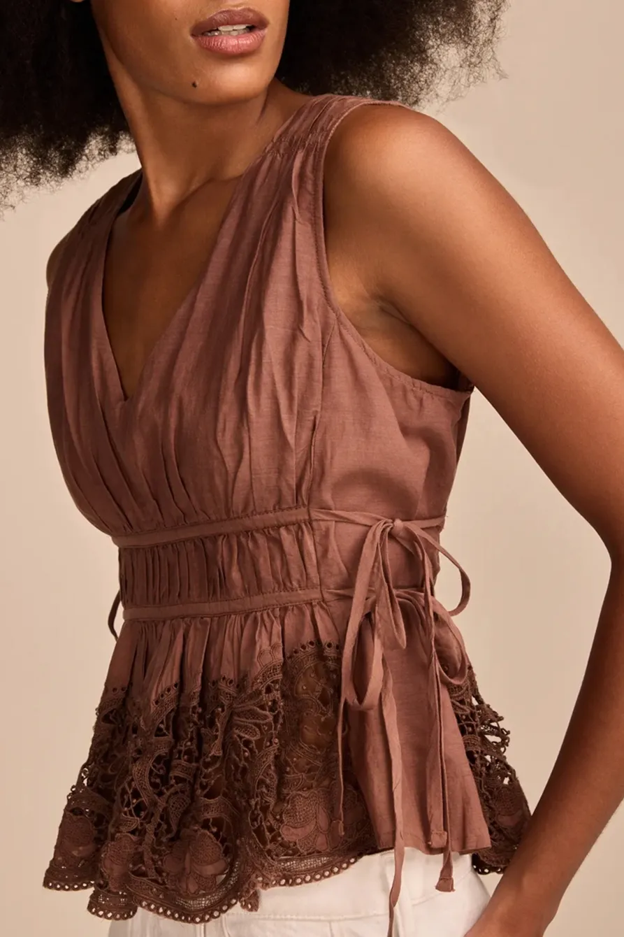 Lace Ruched Tank Top
