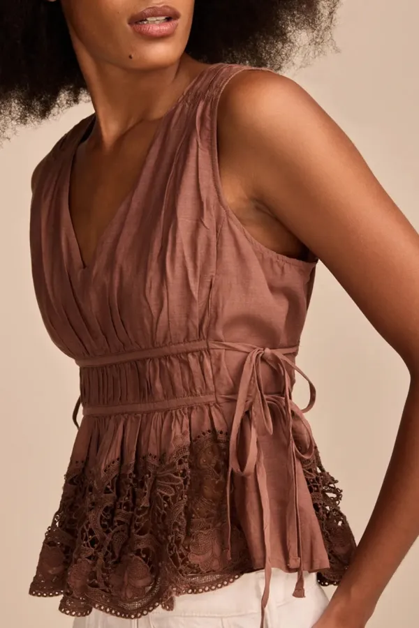 Lace Ruched Tank Top