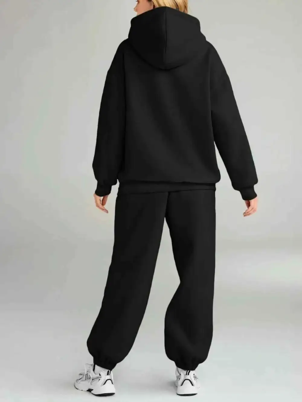 Plus Size Kangaroo Pocket Hoodie and Joggers Set