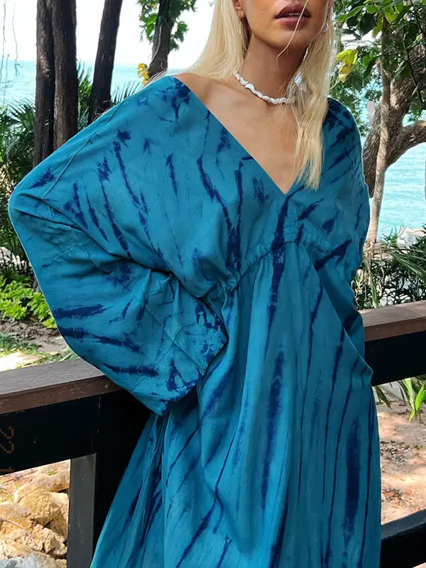 Joint Printed Sleeve Neck Maxi Dress