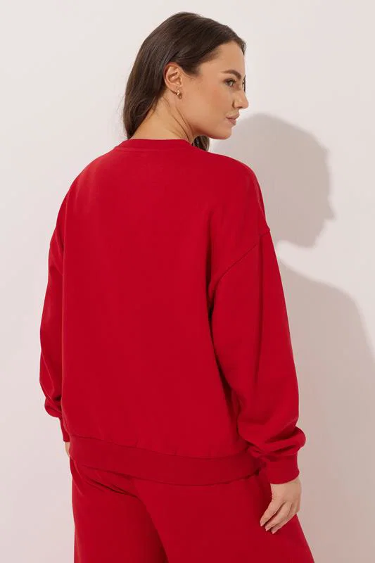 Red 'NYC 97' Slogan Sweatshirt detail 3