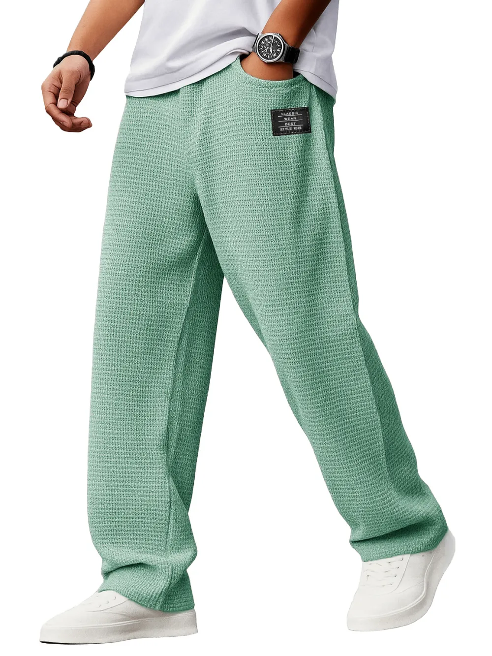Textured Knit Drawstring Pants