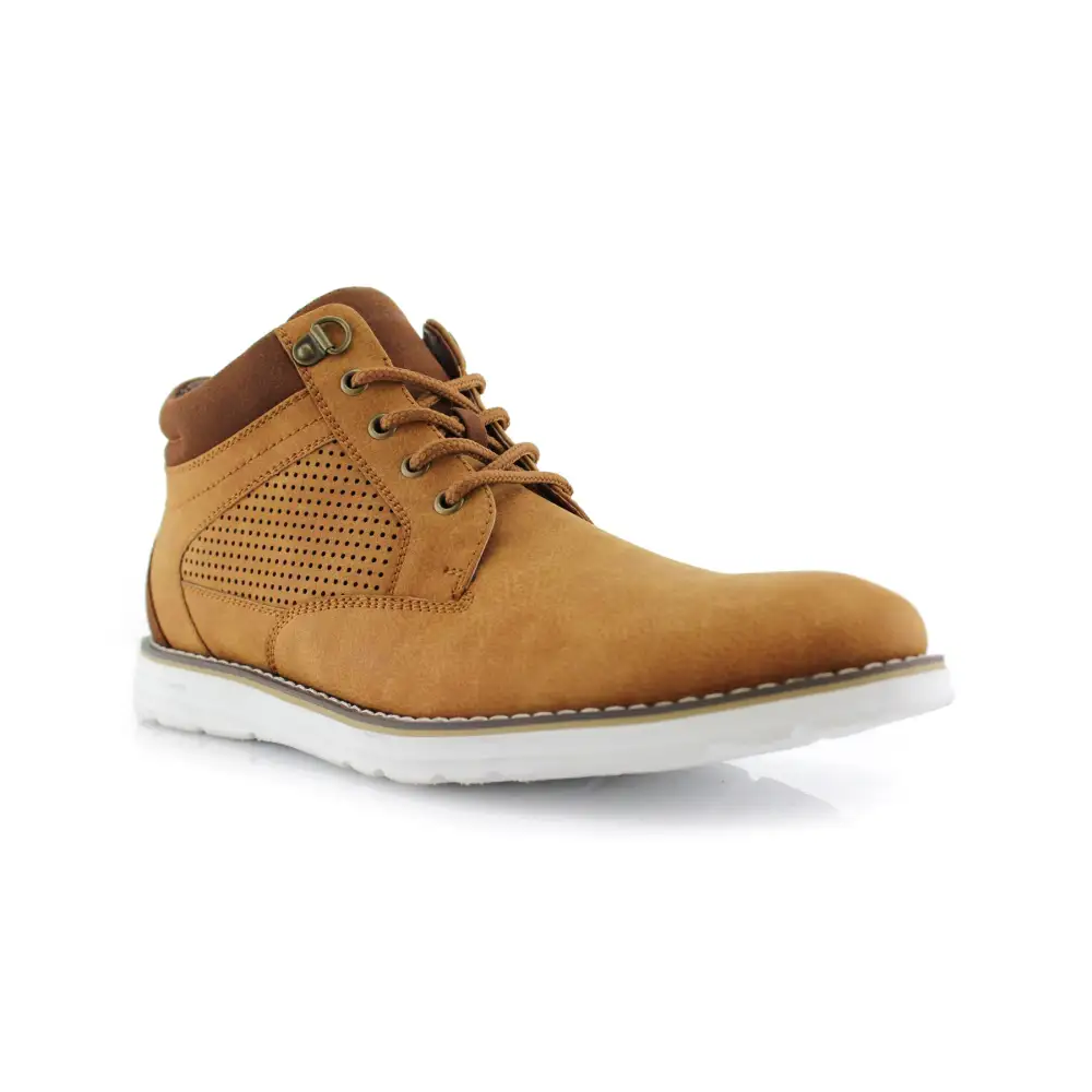 Structured Faux-Suede Suede Faux-Leather Chukka Boots