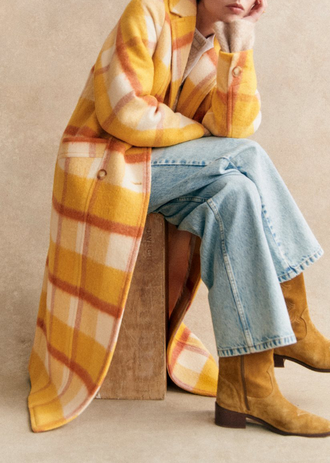 Loose Check Long Coat