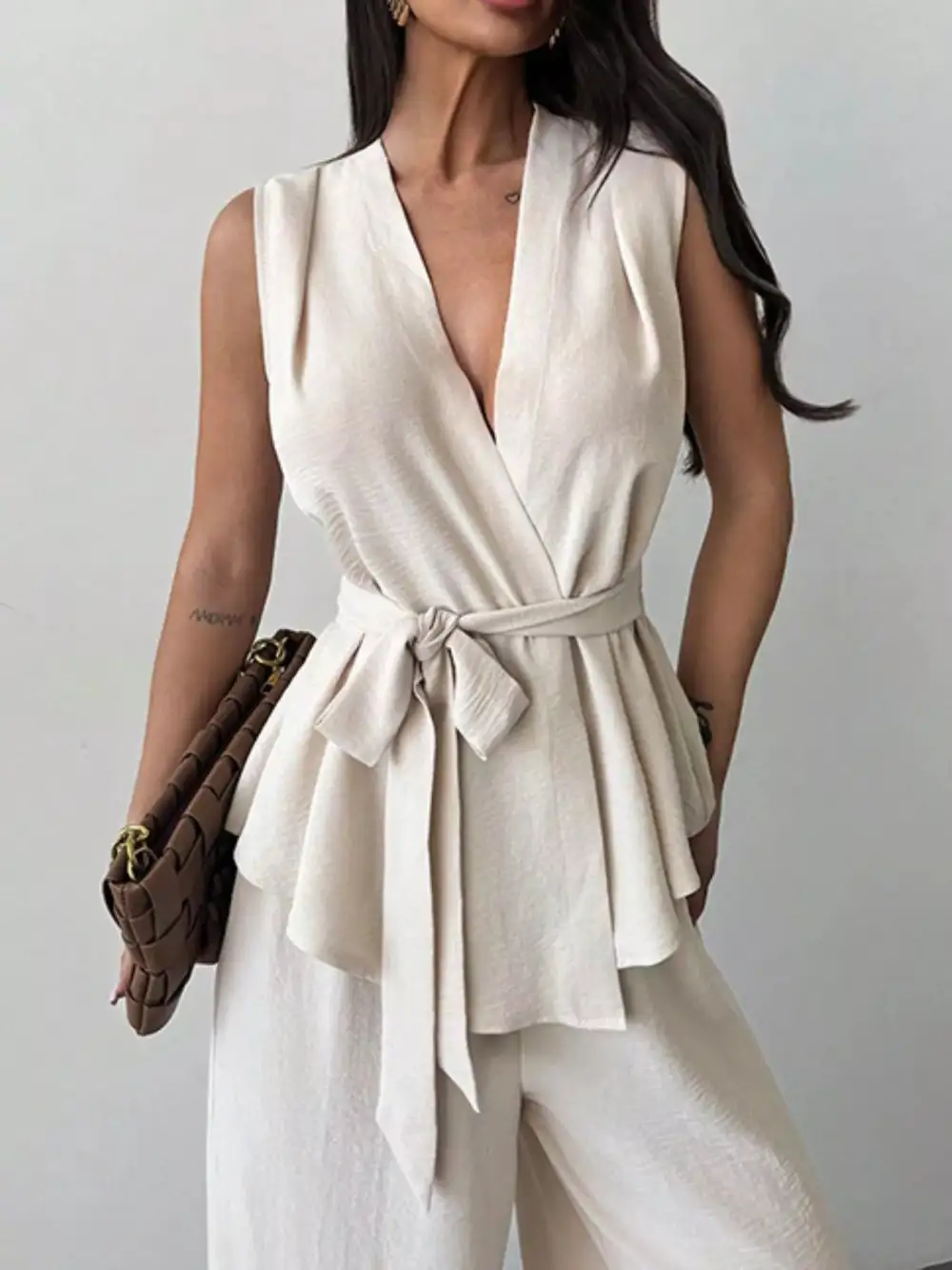 Sleeveless Top and Wide Leg Pants Set