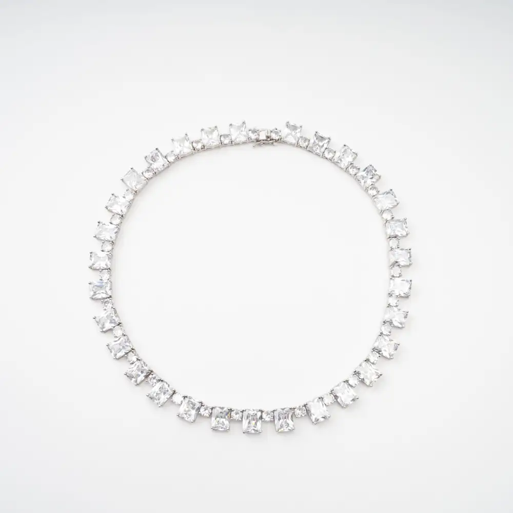Silver Tone Crystal Embellished Necklace