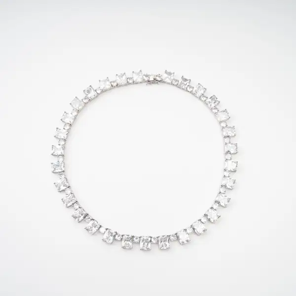 Silver Tone Crystal Embellished Necklace