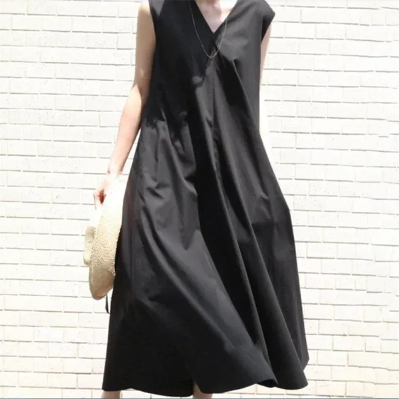 V-Neck Linen Blend Maxi Dress