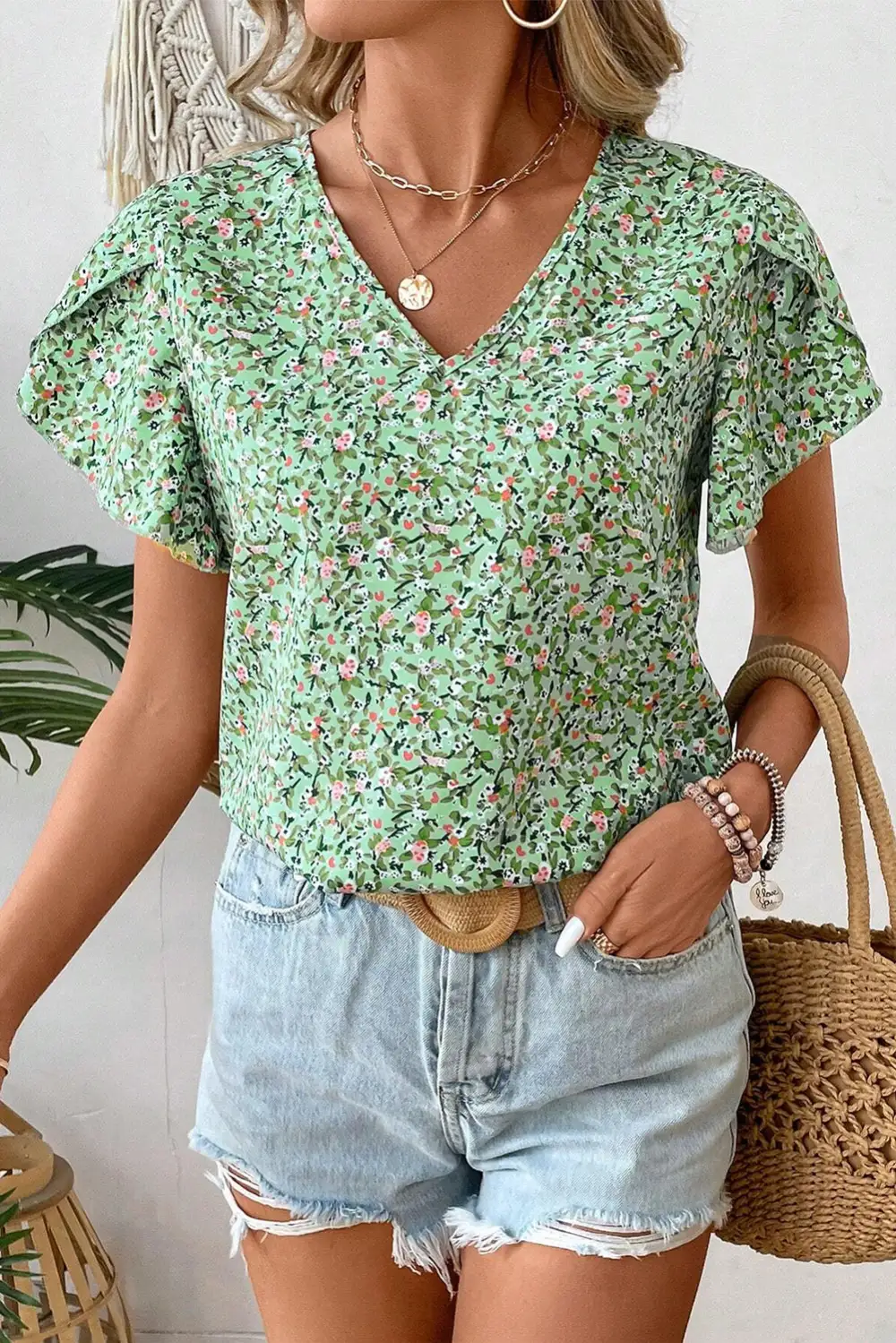 Effortless Floral Short Sleeve Blouse