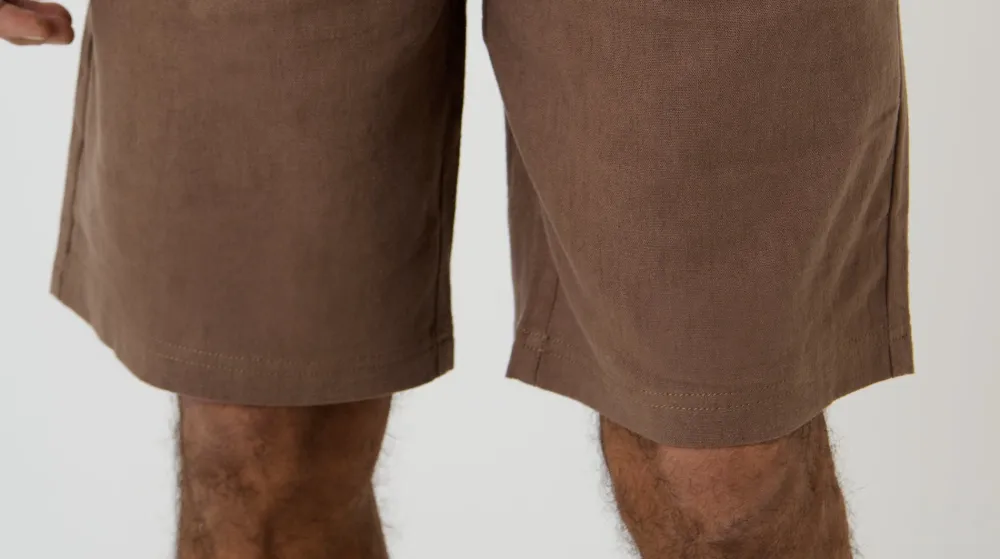 Men's Brown Linen Blend Shorts