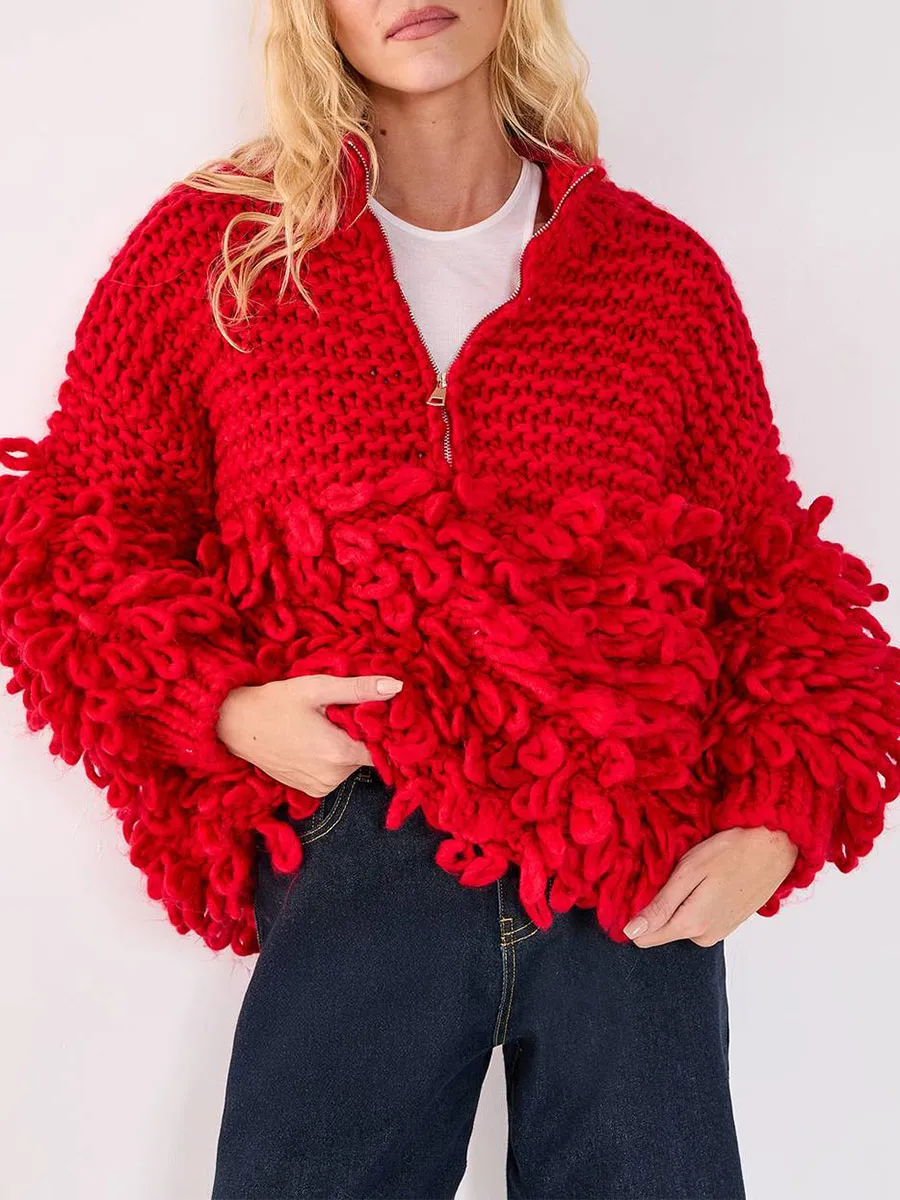 Women'S Vintage-Style 3D Fuzzy Knit Cardigan