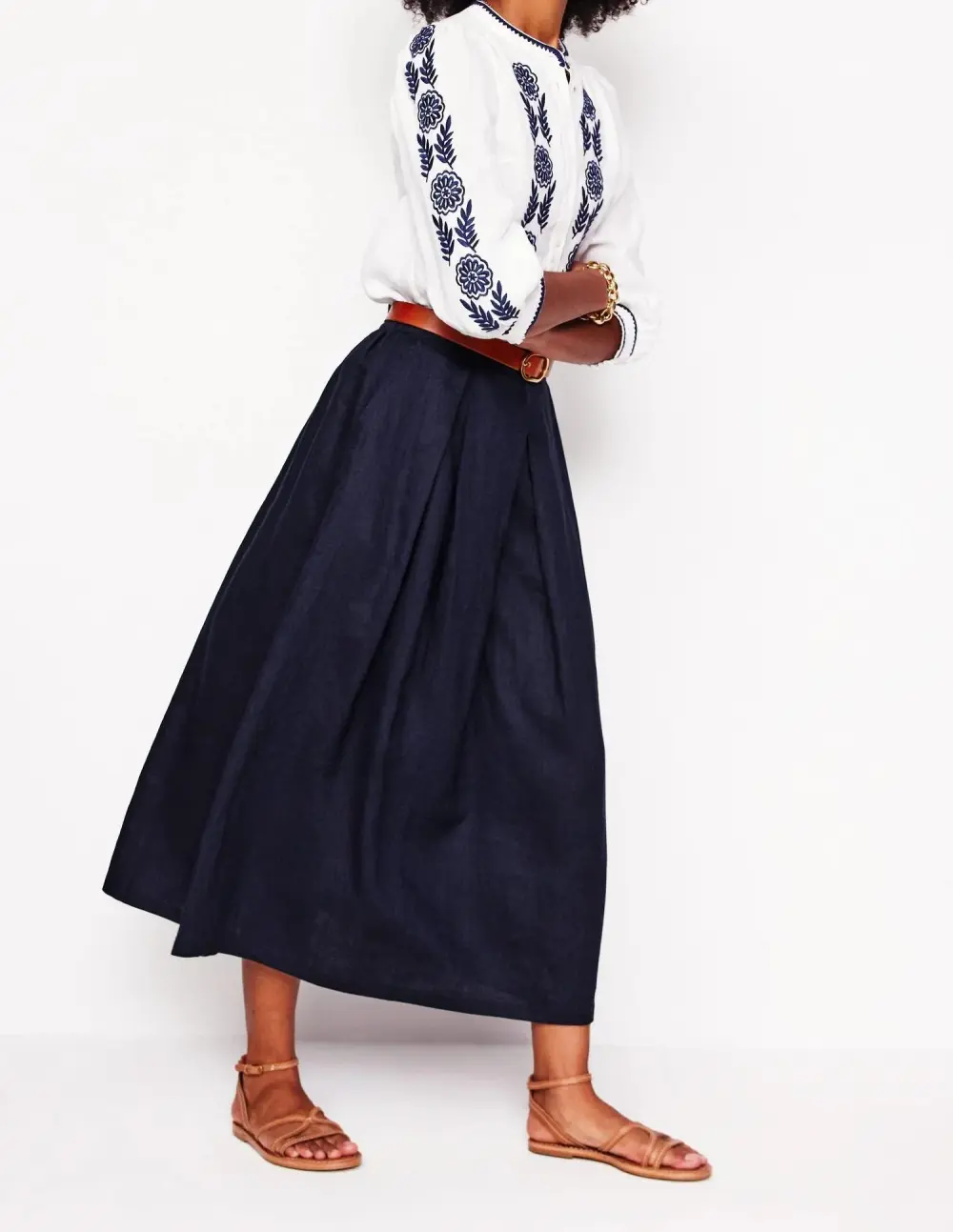 Verity Linen Midi Skirt