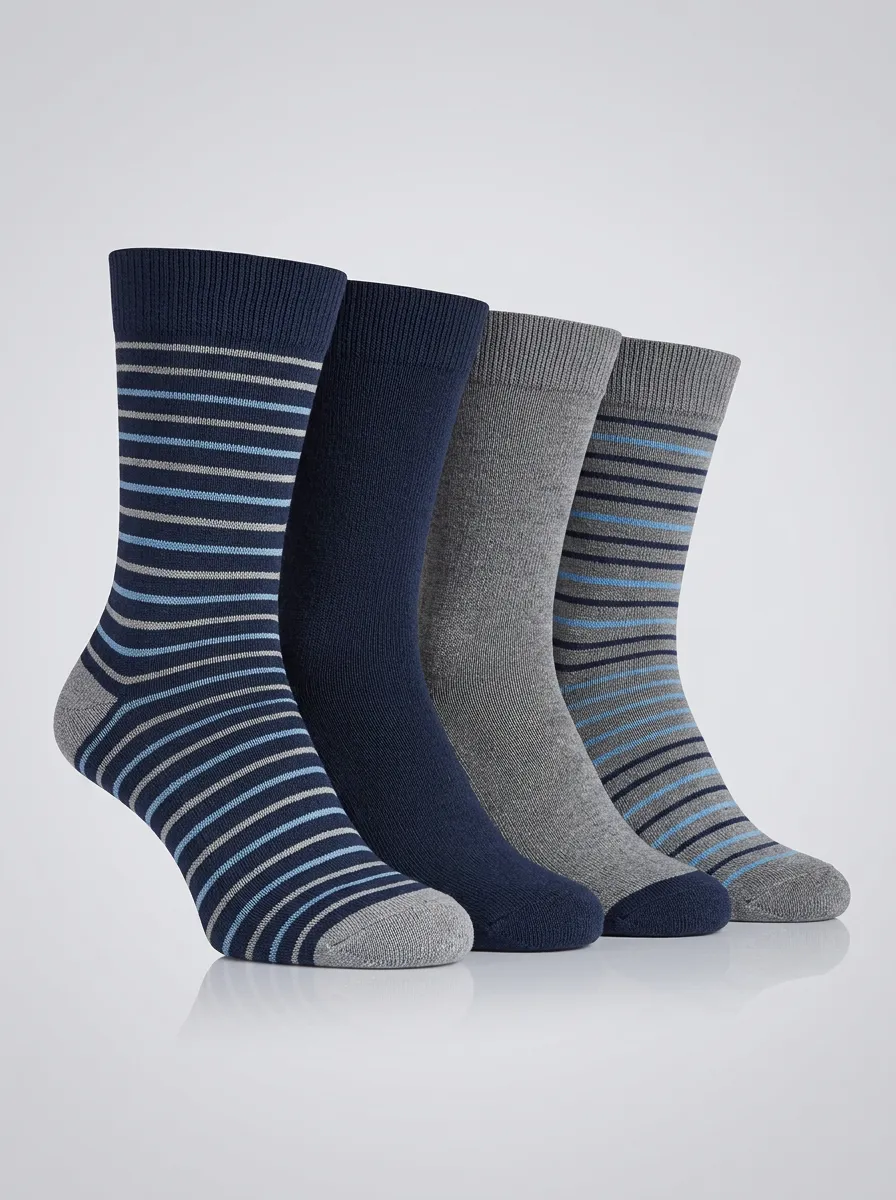 Men's Travel-Print Four Pair Socks