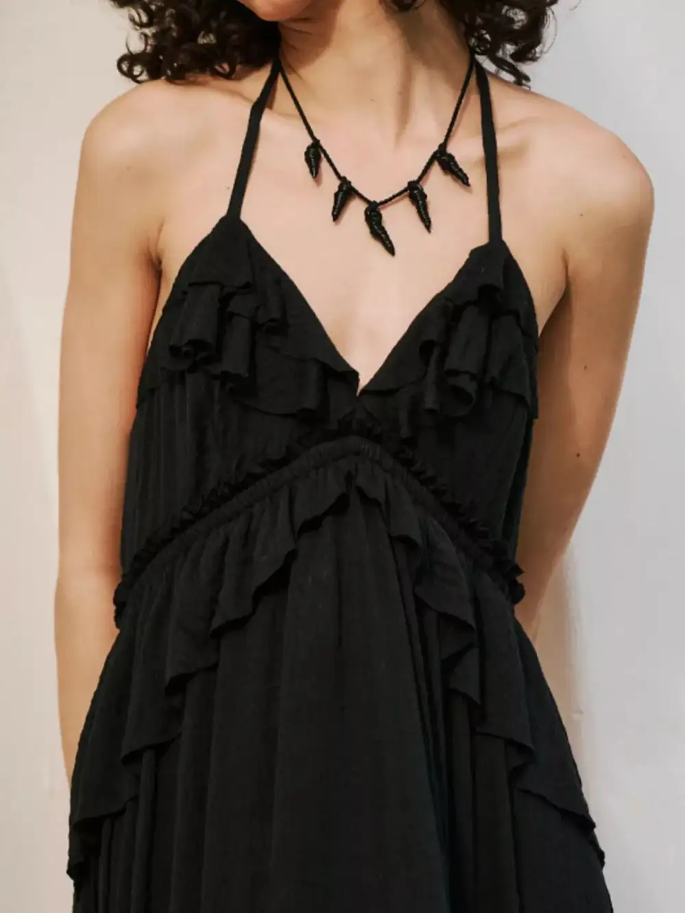 Halter Ruffled Maxi Dress