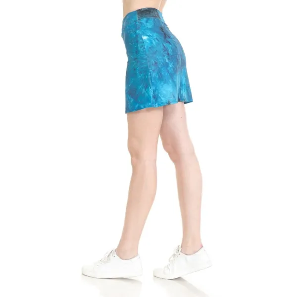 Turquoise Tie-Dye Side-Slit Active Shorts