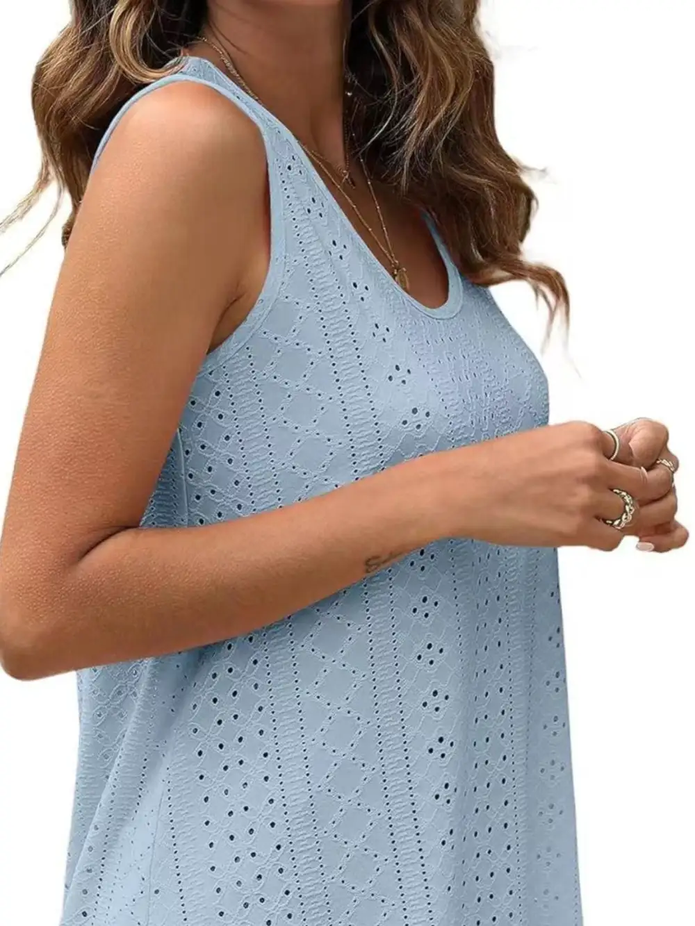 Scoop-Neck Eyelet Tank Top