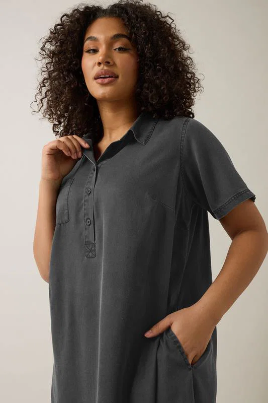 Black Lyocell Denim Dress detail 3
