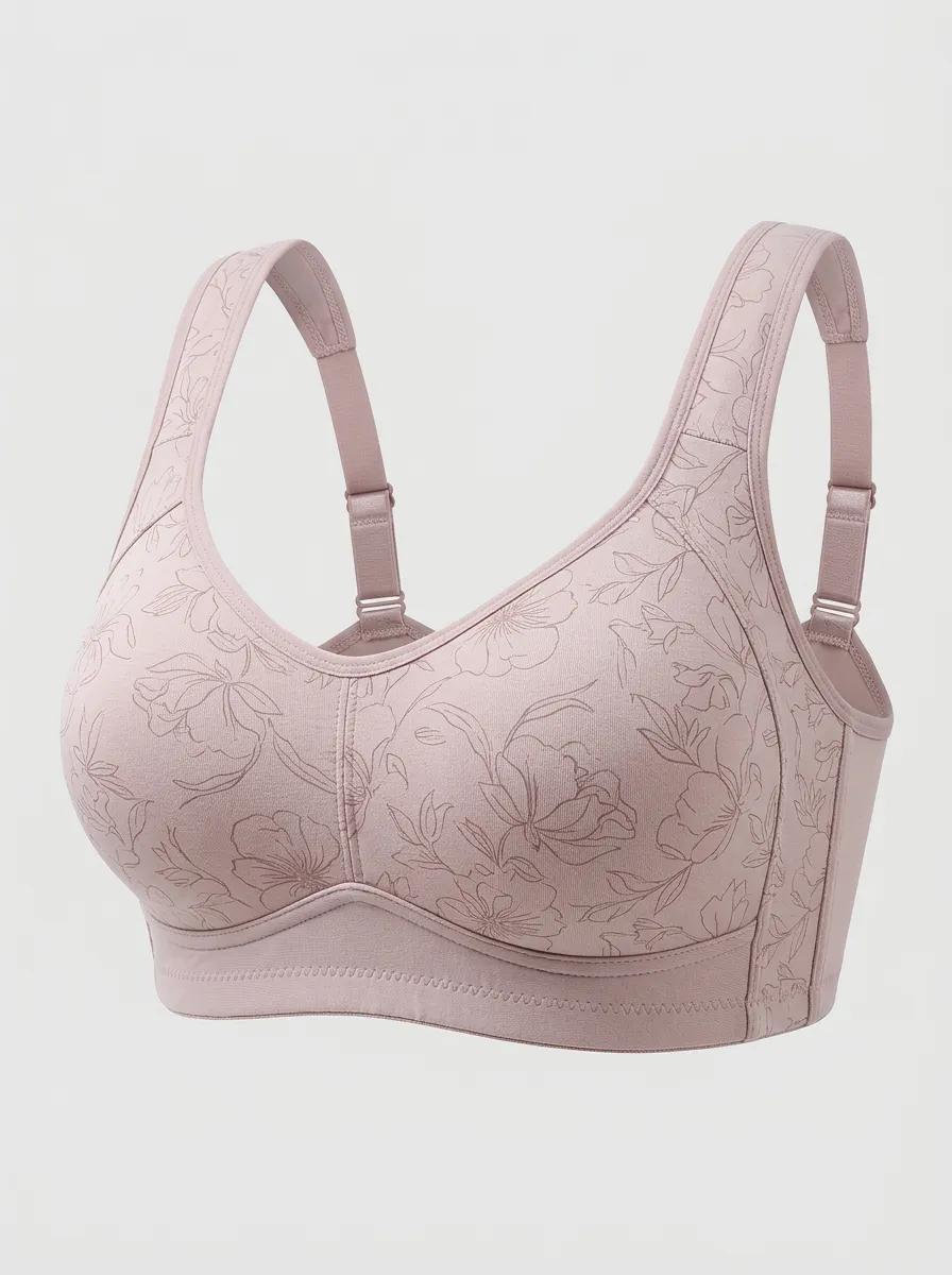 Women's Plus Size Floral Pattern Wireless Bra