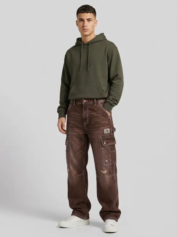 Men's Streetwear Distressed Denim Cargo Jeans