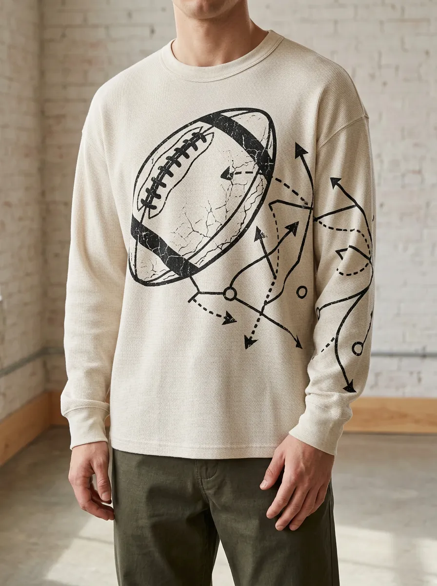 Men's Football Long Sleeve T-Shirt with Football Graphic