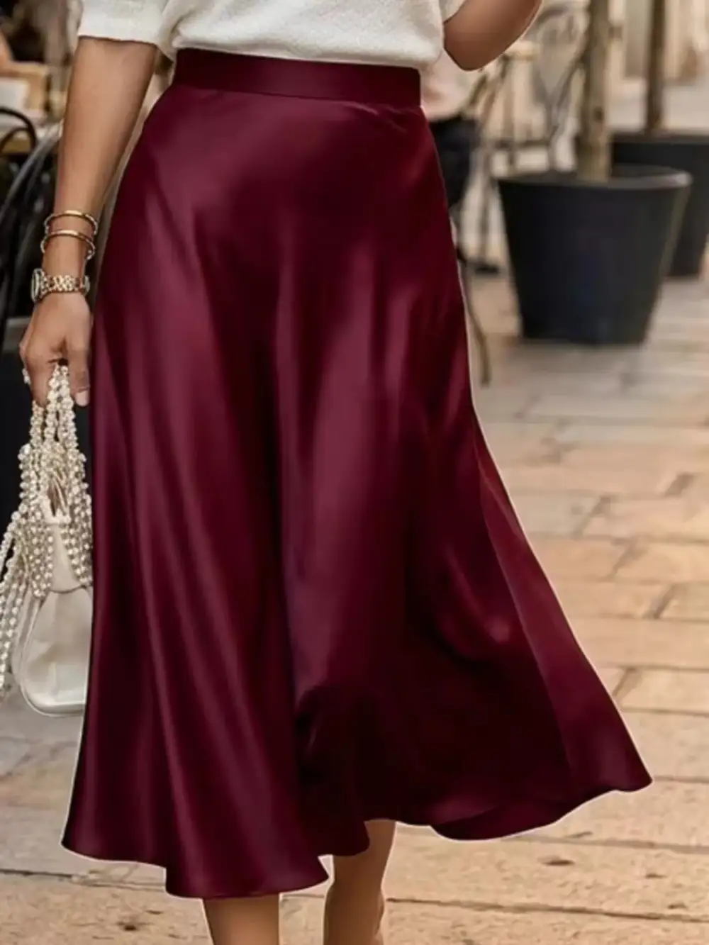 Everyday Satin Midi Skirt