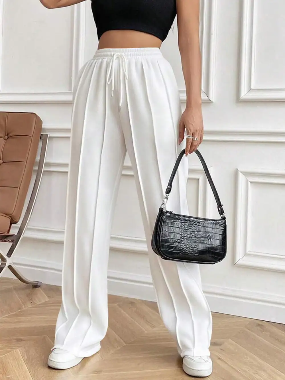 Drawstring Elastic Waist Pants With Pocket