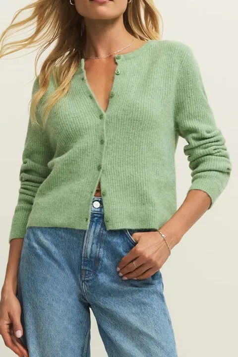 Green Cozy Ribbed Knit Cardigan