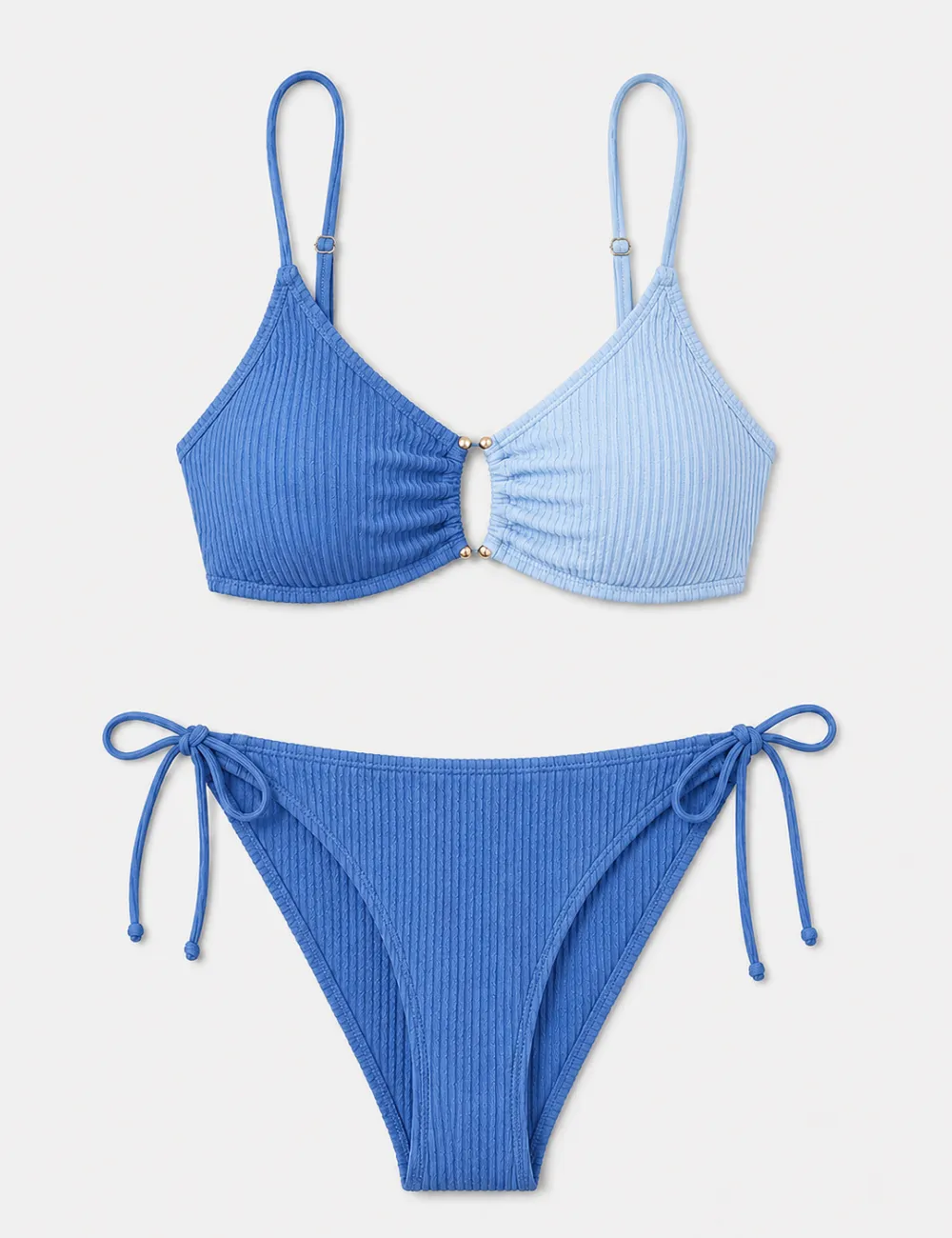 Tone Metal Accents Triangle Bikini Set