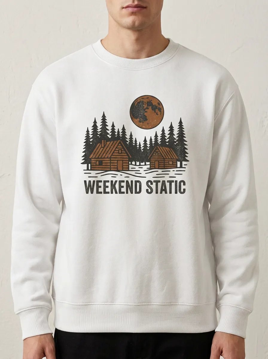 Men's Nature Lover Cabin Moon Forest Printed Sweatshirt