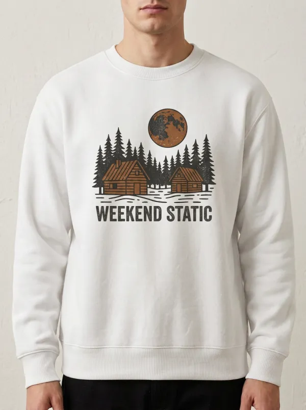Men's Nature Lover Cabin Moon Forest Printed Sweatshirt