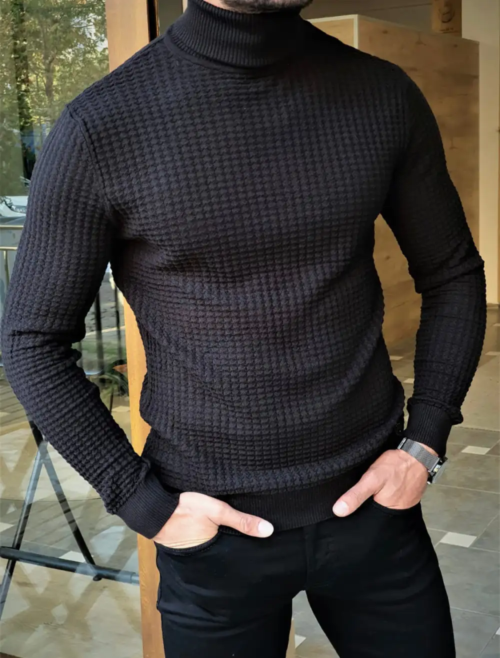 Classic Casual Slim Fit Cotton Turtleneck Sweater