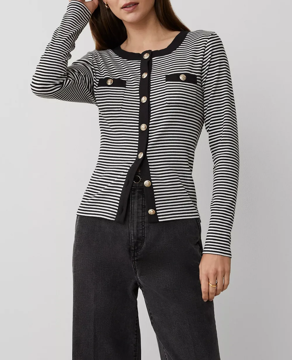 Stripe Button Knit Jacket