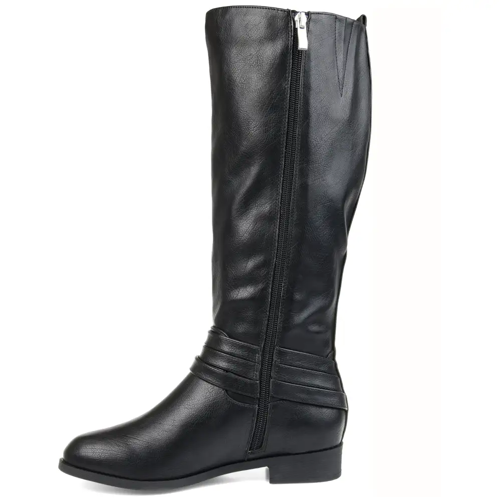 Layered Strap Mid Calf Boots
