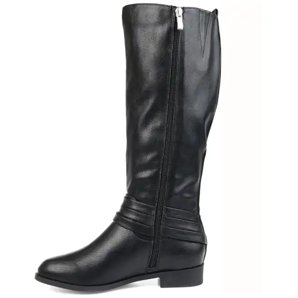 Layered Strap Mid Calf Boots