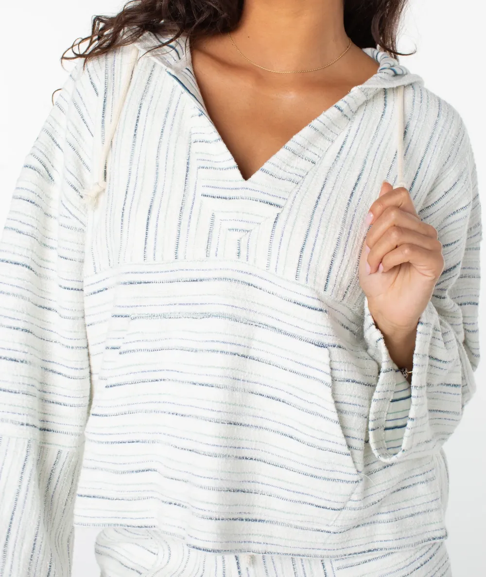 White Striped Oversized Crewneck Sweatshirt