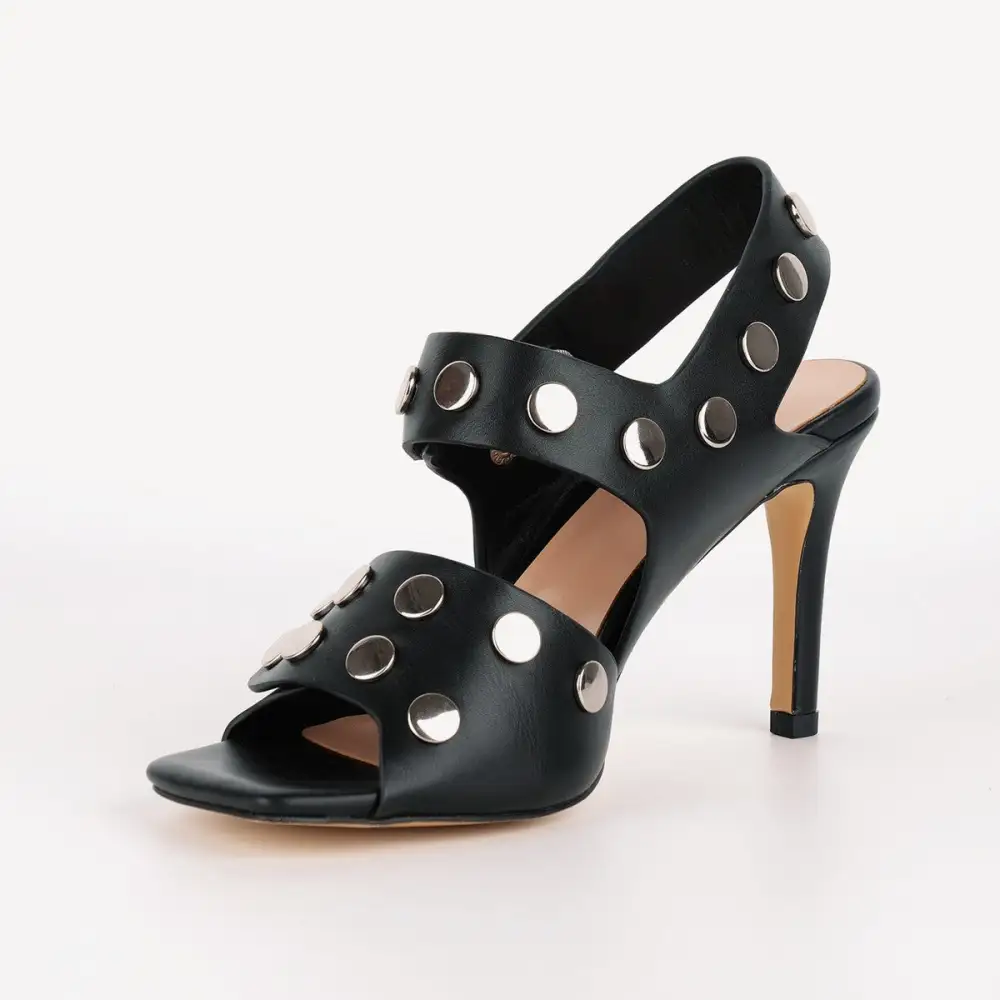 Square Toe Rivet Buckle Strap Sandals
