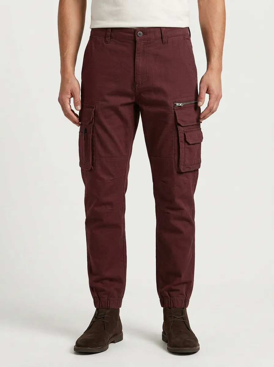 Men's Casual Outdoor Multi-Pocket Grey Cargo Jogger Pants