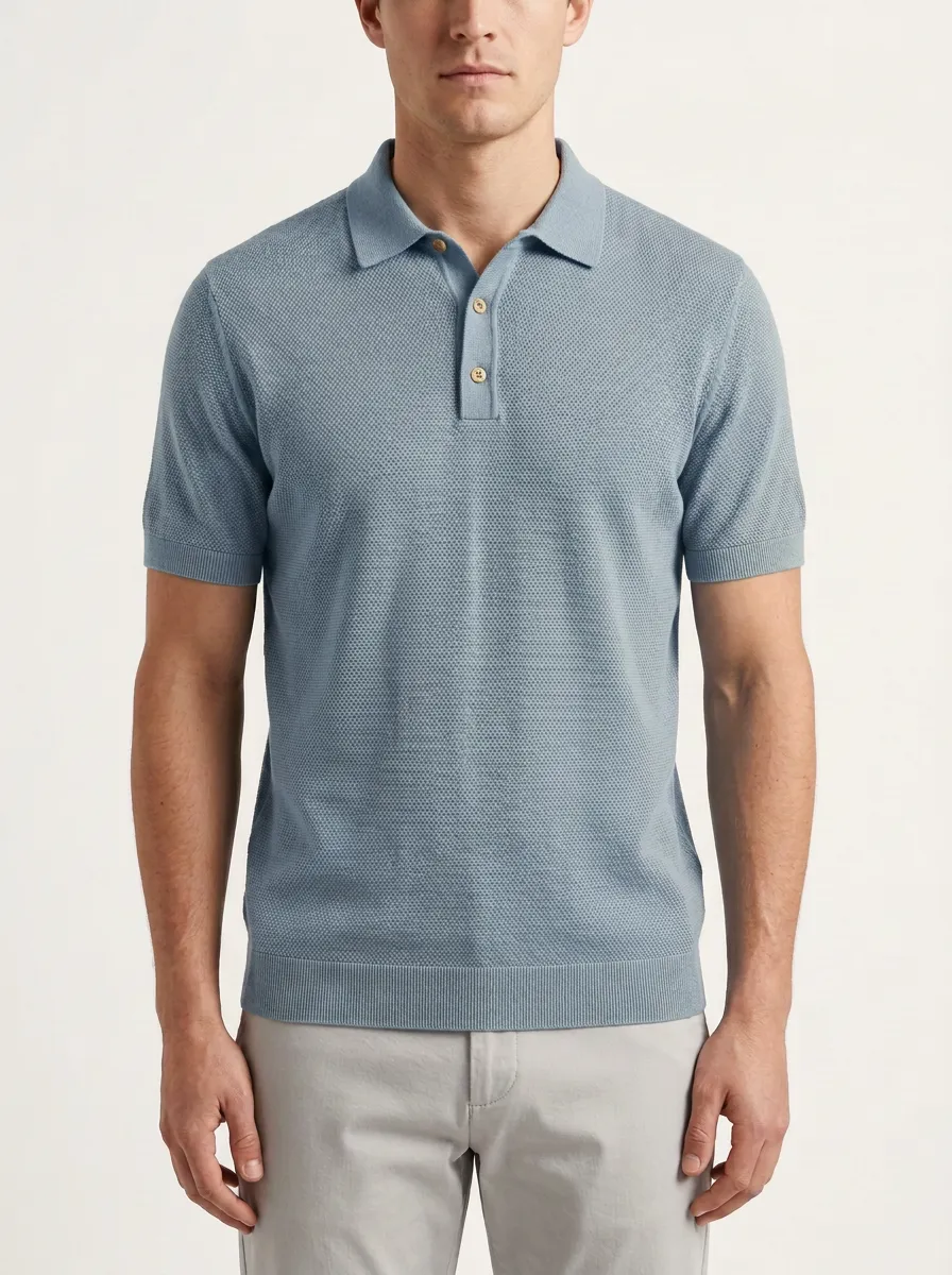 Refined Textured-Knit Men's Polo Shirt