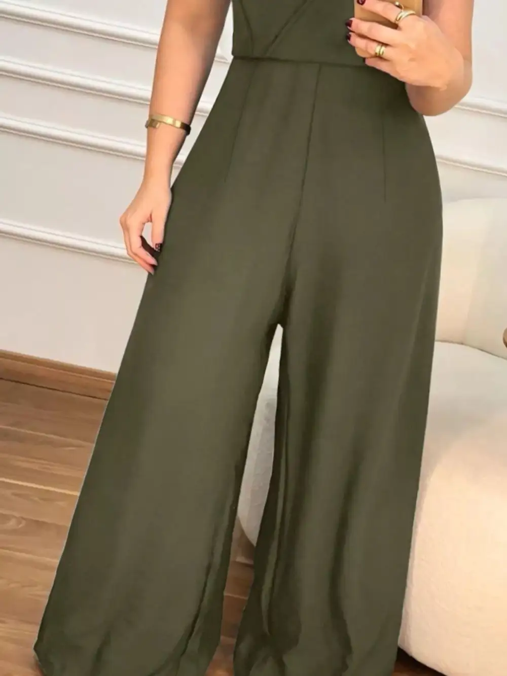 Plus Size Smocked Wide Leg Jumpsuit
