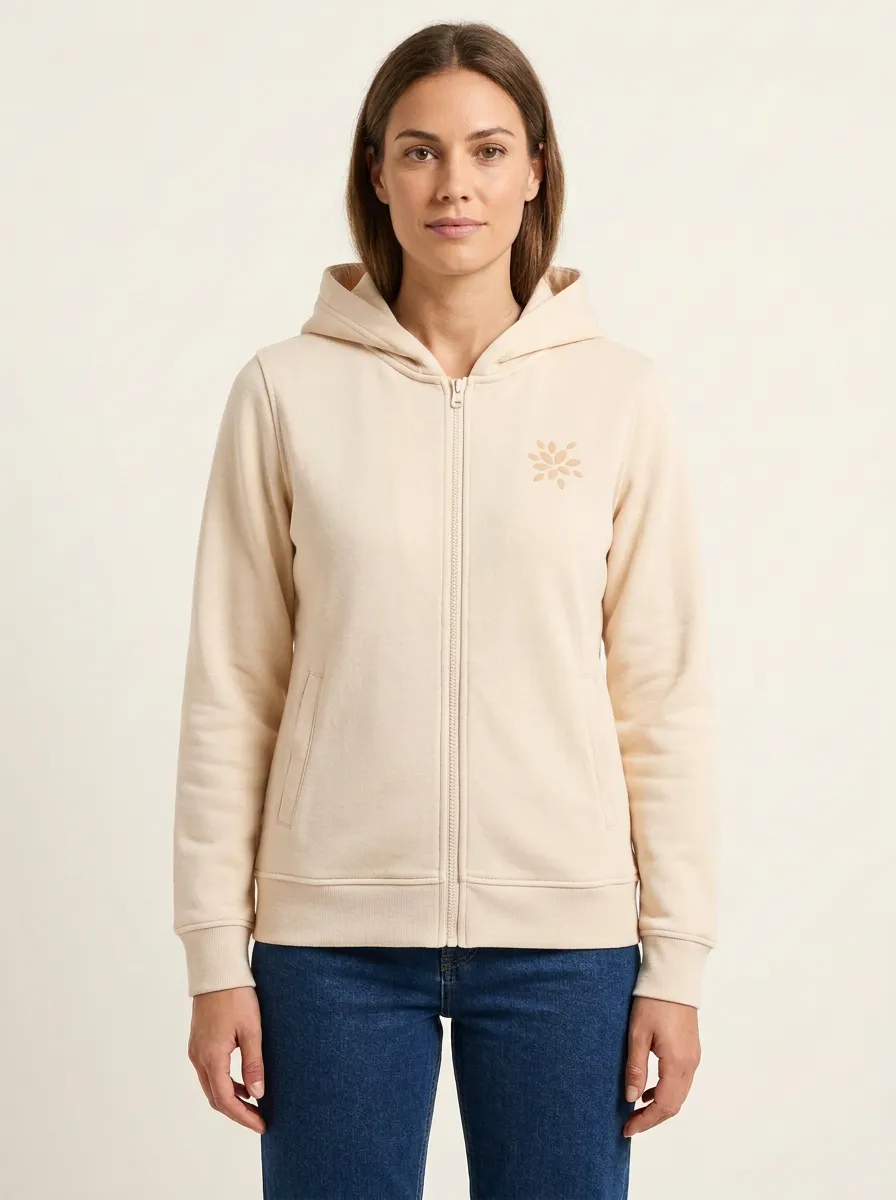 Women's Floral-Motif Full-Zip Vertical-Pocket Hoodie