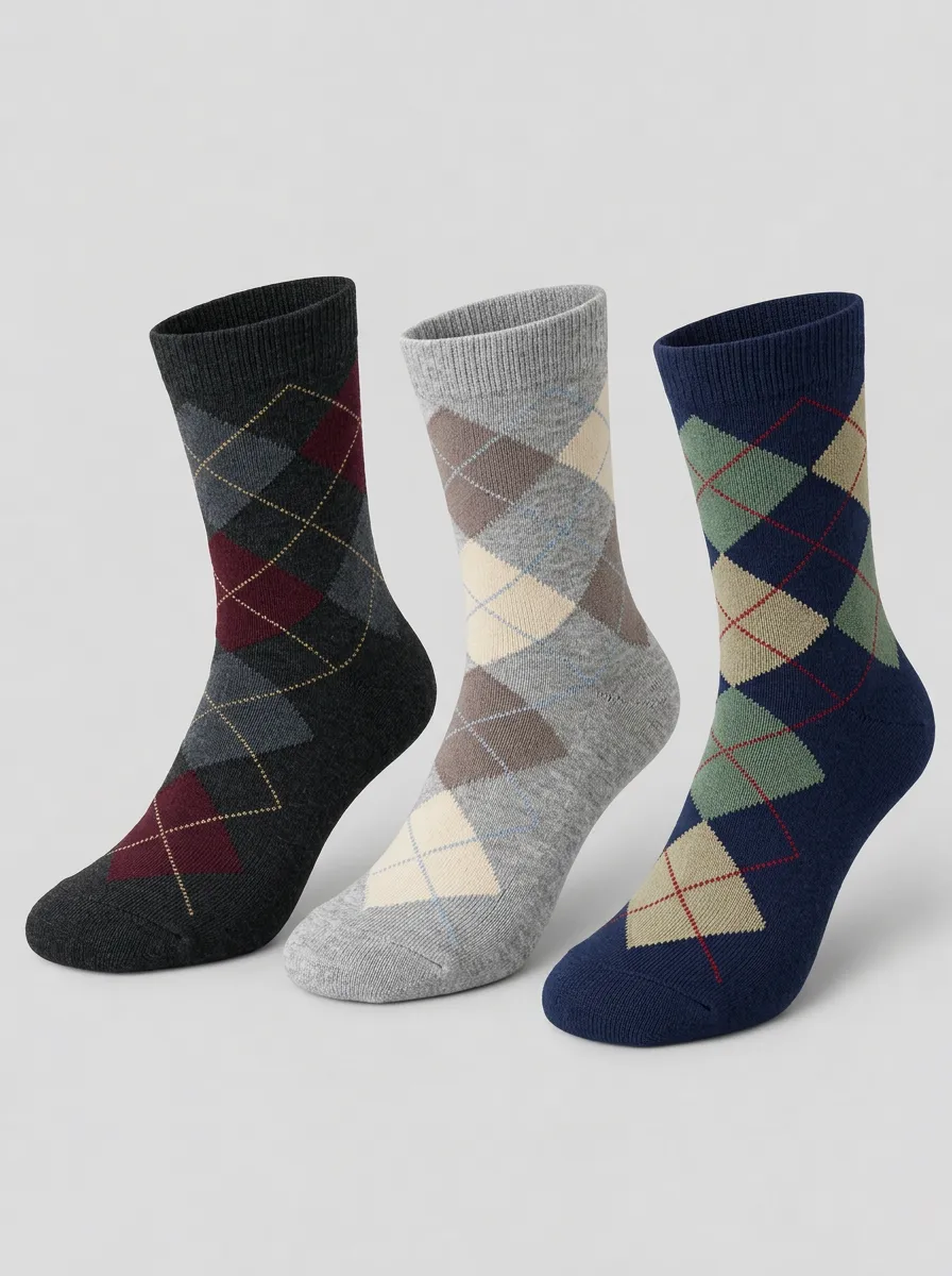 Men's Trail Classic Argyle Pattern Printed Socks 3-Pack