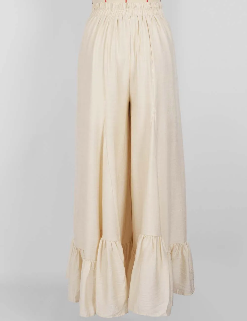 Elastic Waist Ruffle Wide Leg Pants