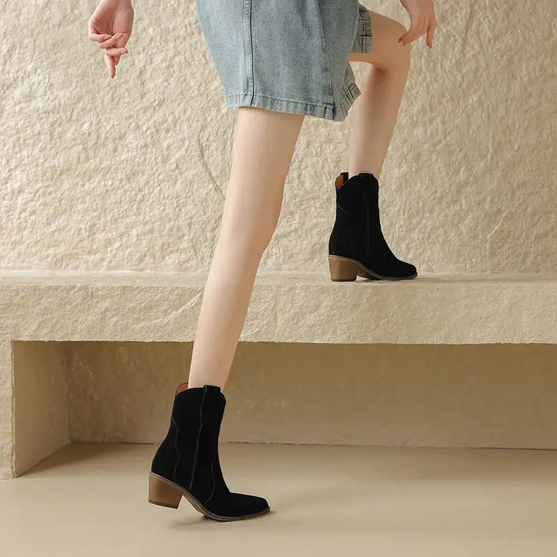 Suede Cowboy Warm-Lined Knee-High Boots