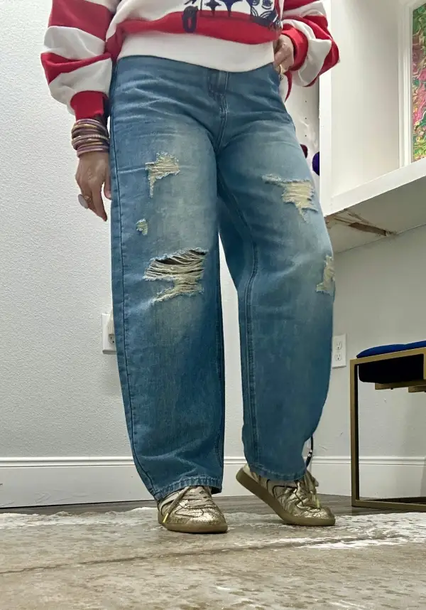Distressed Weekend Wide Leg Jeans