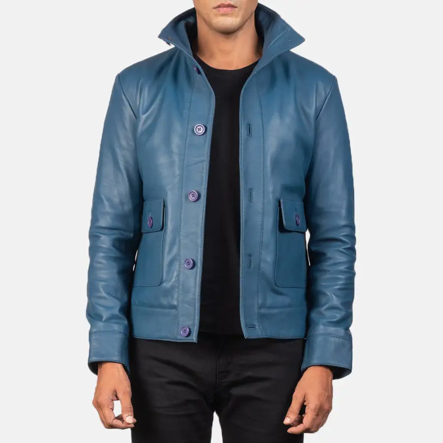 Men's Classic Casual Bomber Leather Jacket