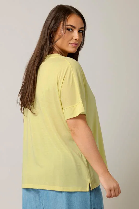 Yellow Short Sleeve Modal Rich T-Shirt detail 3