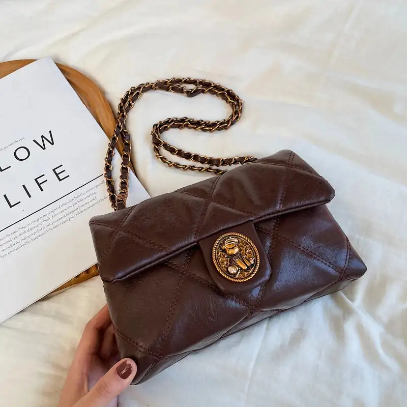 Vintage Quilted Black Chain Shoulder Bag