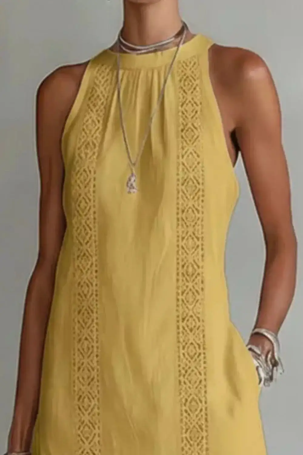 Pocketed Slit Sleeveless Dress Casual